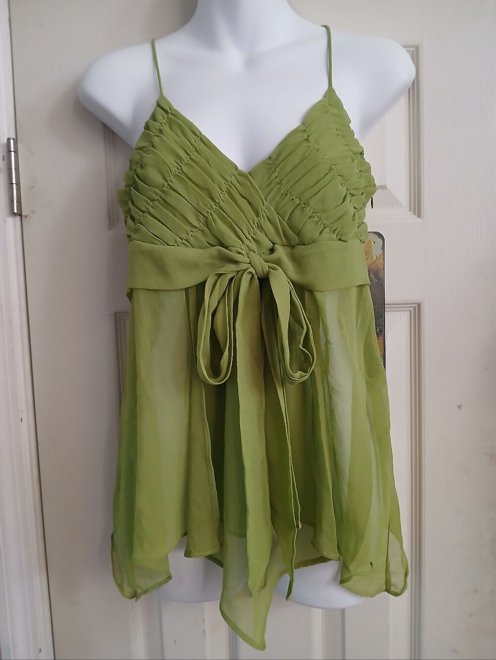 Dizzy Lizzy Y2K  Ruffle Chiffon Ballet Fairy Whimsy Size Medium Green Top